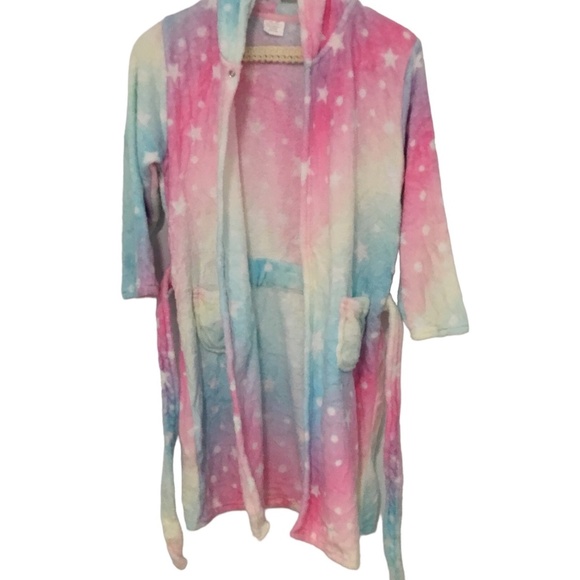New Girls unicorn bathrobe, housecoat, multi color, ages 8-9 with mini robe - Picture 4 of 7